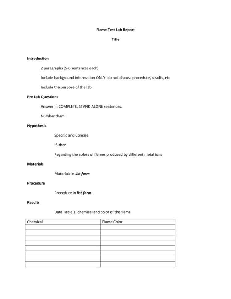 Flame Test Lab Report