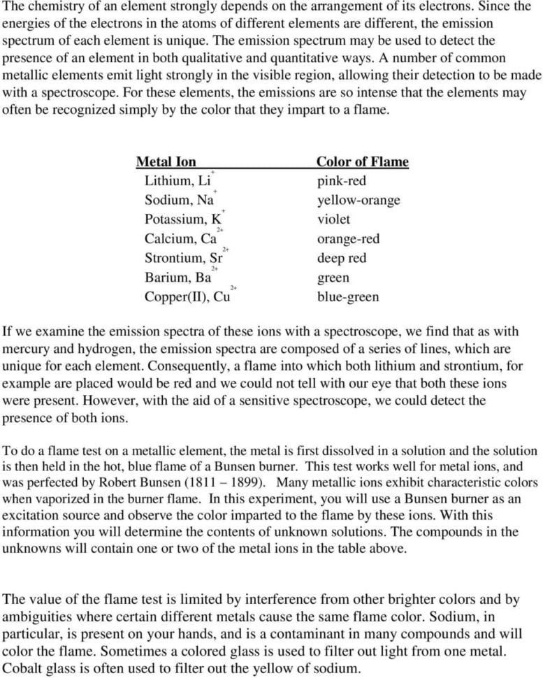 Flame Tests  Electron Configuration  Pdf