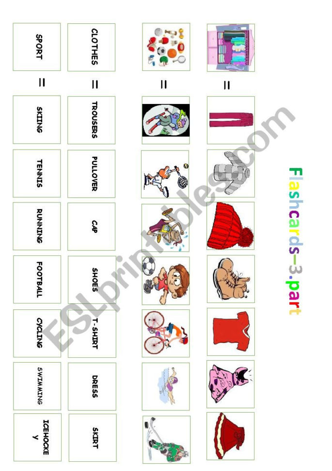 Flashcards  Sorting Of Pictures  3  Esl Worksheet