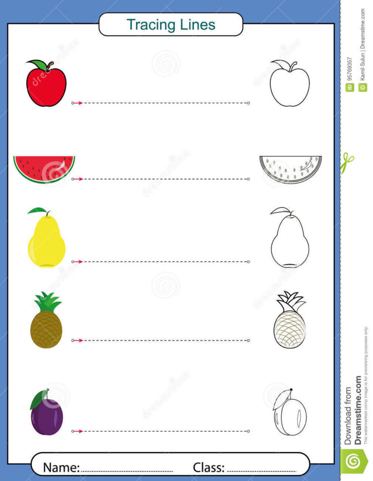 Follow The Lines With Your Pencil Worksheet Stock