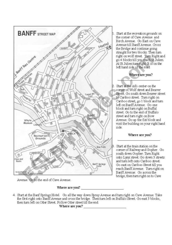 Following Directions  Finding Your Y  Esl Worksheet