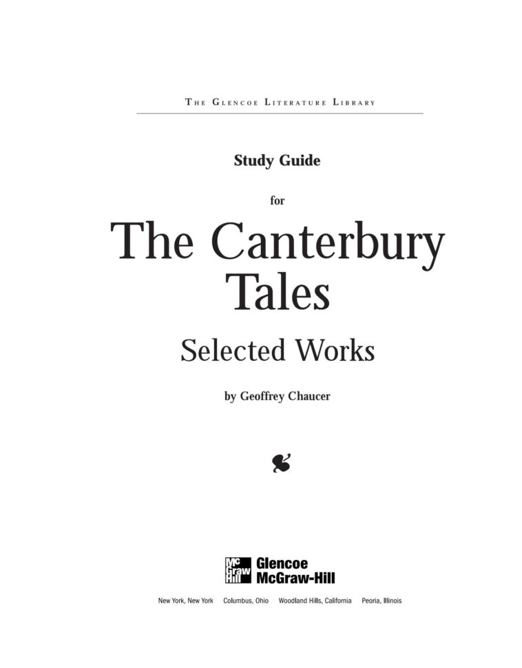 For The Canterbury Tales  Glencoe Pages 1  40  Text