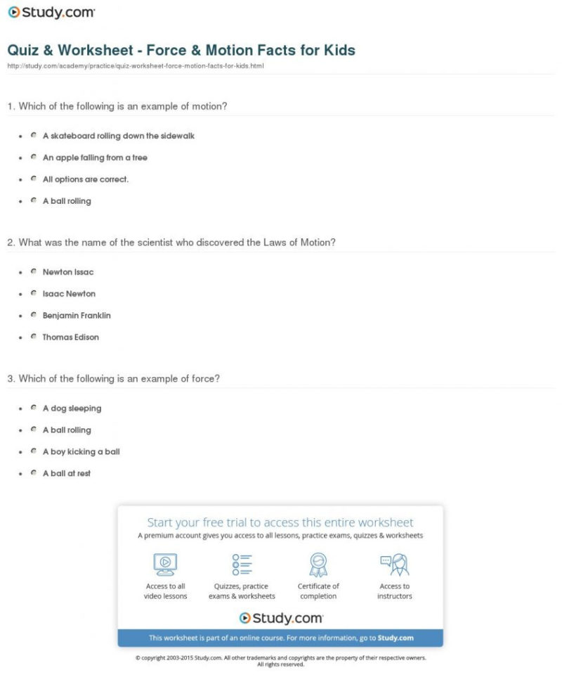 Force And Motion Worksheet Answers  Soccerphysicsonline