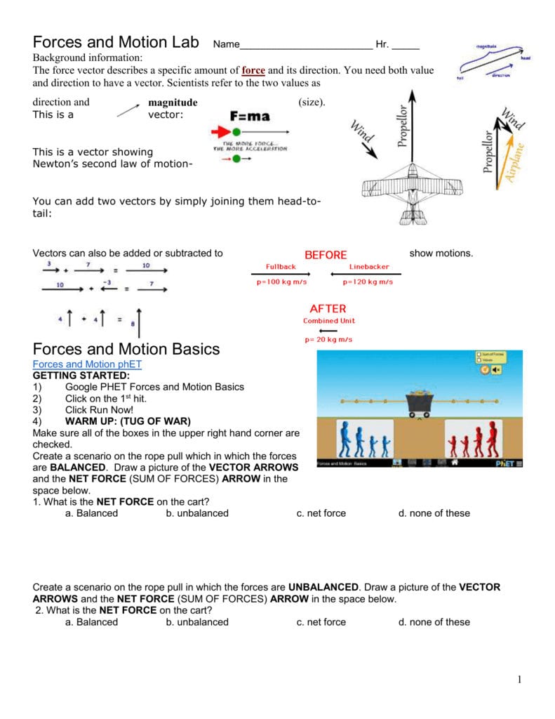 Forces Motion And Moving Man Phet Simulation