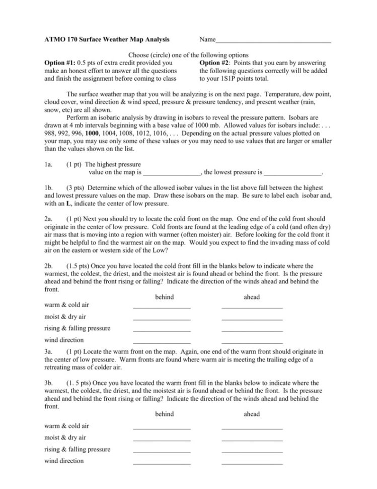 Forecasting Weather Map Worksheet 1 Answers  Yooob