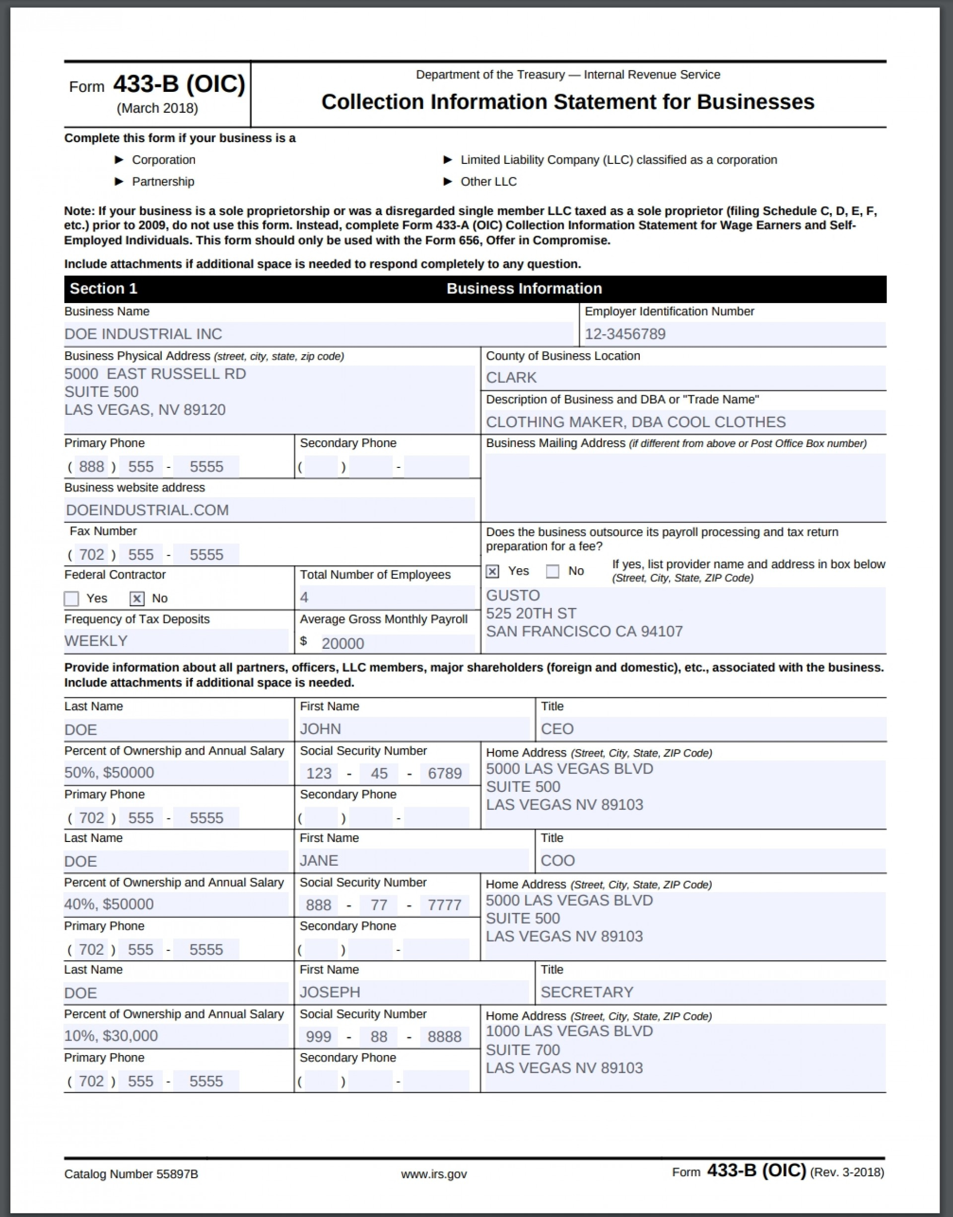 Form 433 A Printable Printable Forms Free Online