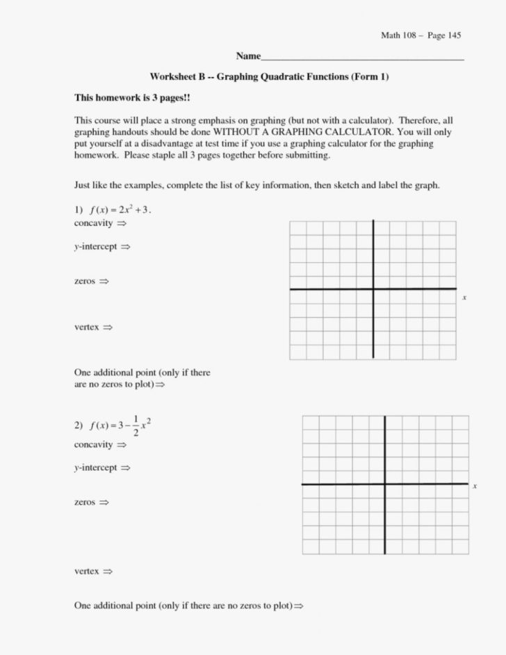 Graphing Quadratics Review Worksheet