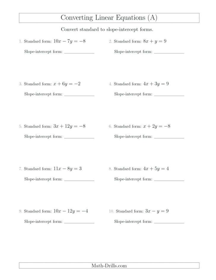Standard Form Worksheet