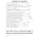 Forms Of Energy Worksheet Energy Forms And Changes