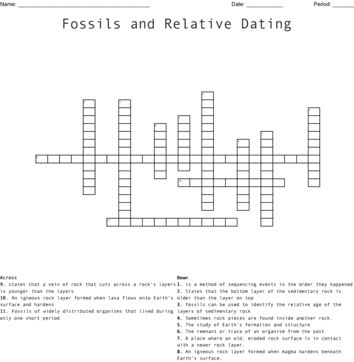 Fossils And Relative Dating Crossword Word Db excel
