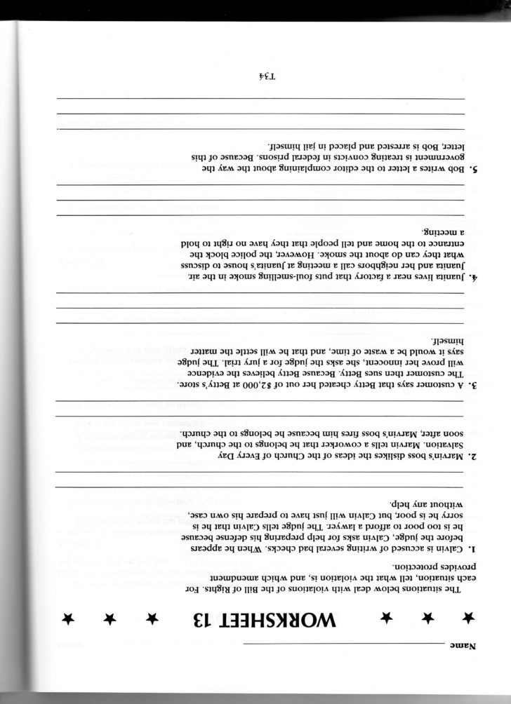 The Bill Of Rights Worksheet Answers
