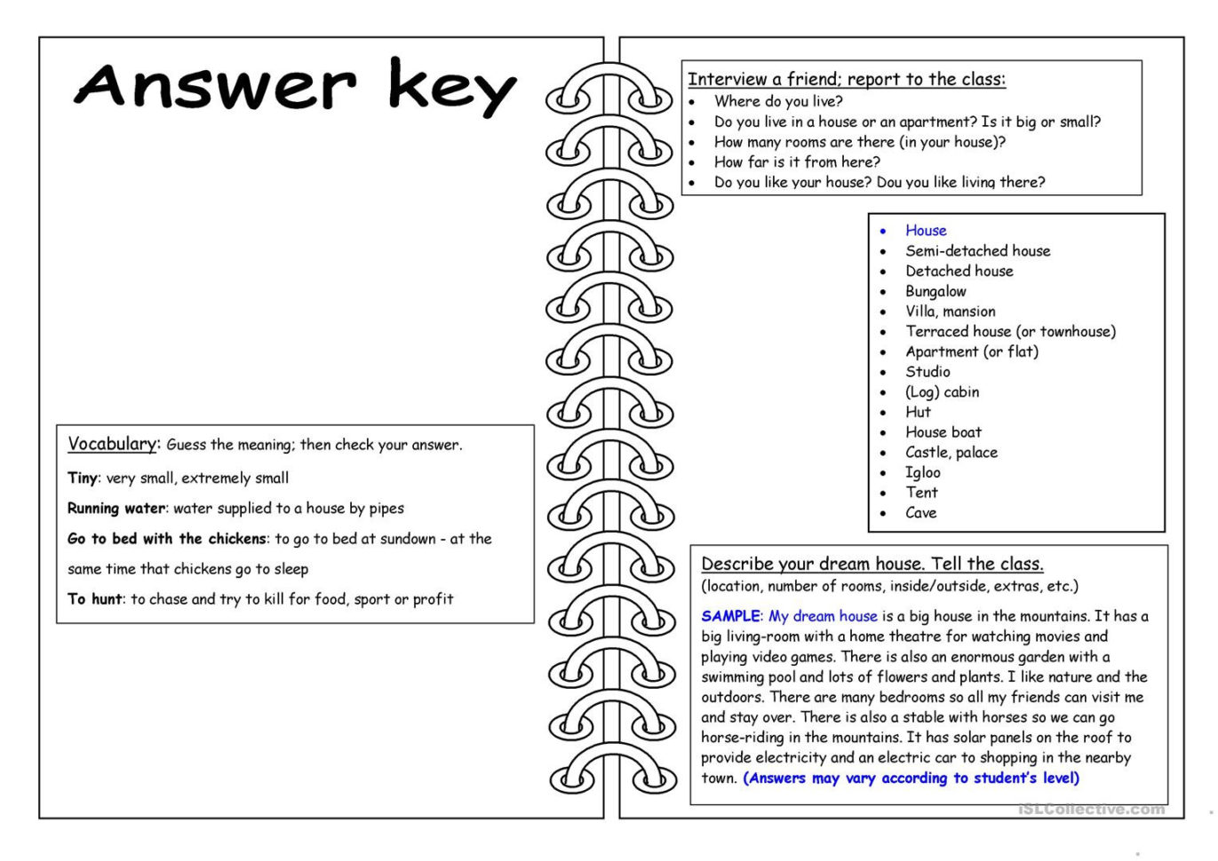 Four Skills Worksheet  My House  English Esl Worksheets