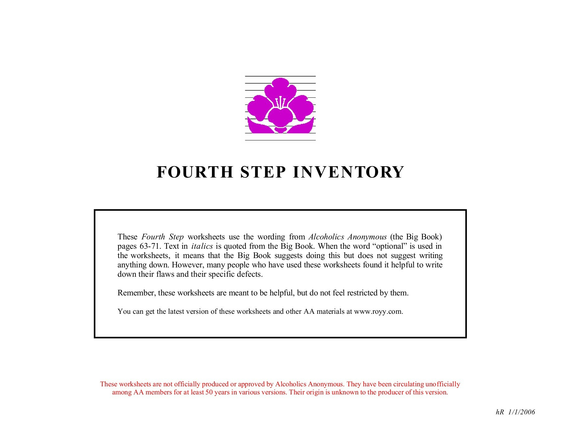 Fourth Step Inventory Pages 1  18  Text Version  Fliphtml5