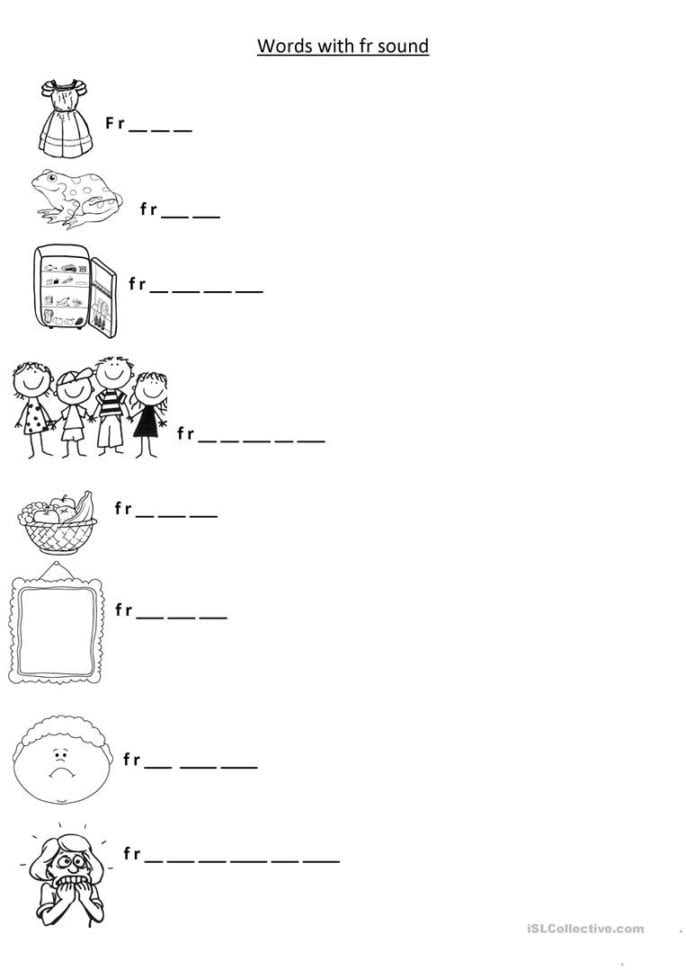 Fr Blend Words  English Esl Worksheets