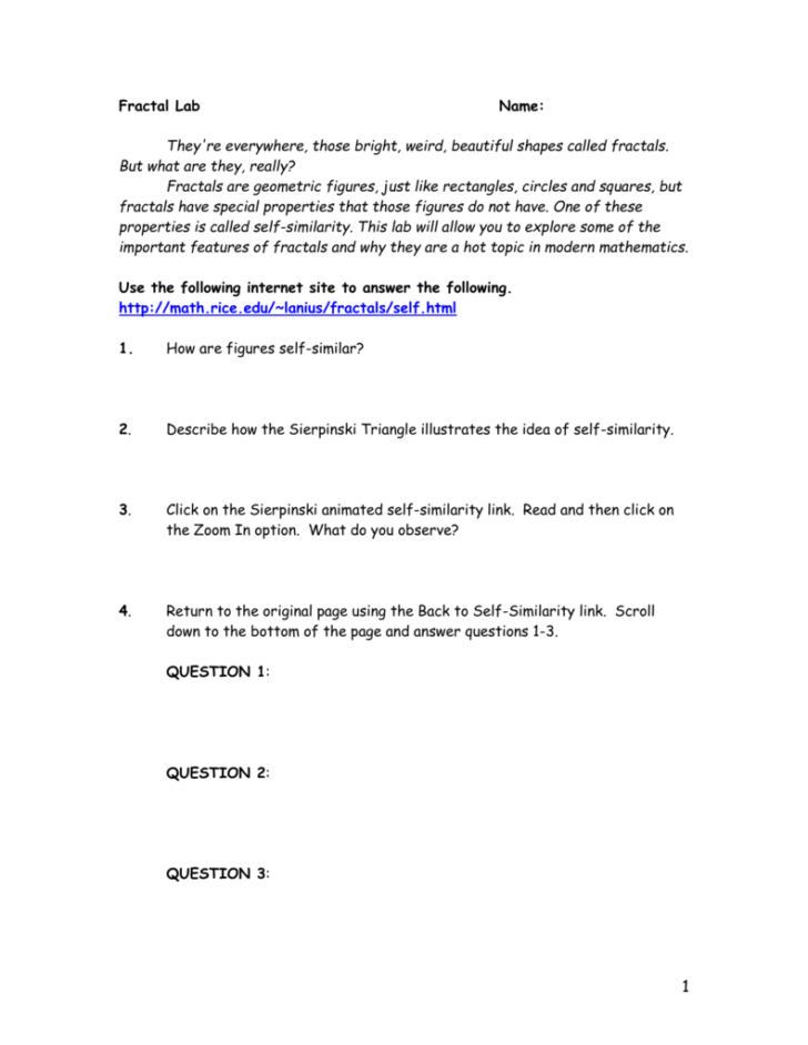 Sierpinski Triangle Worksheet