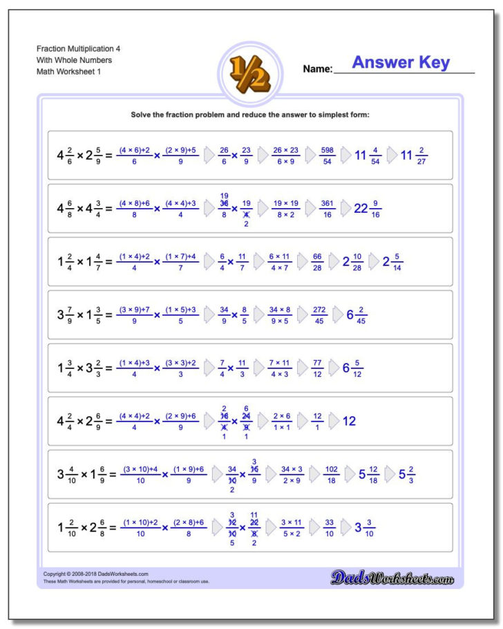 Multiplying Fractions And Mixed Numbers Worksheet