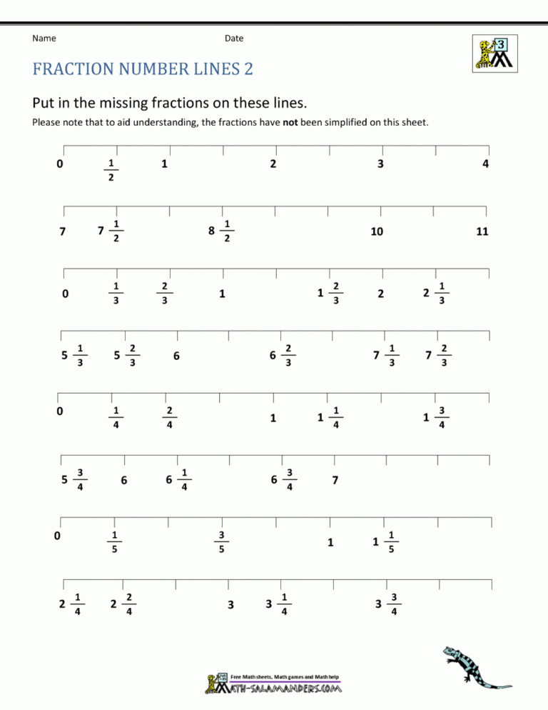 Fractions On A Number Line Worksheet Pdf | db-excel.com