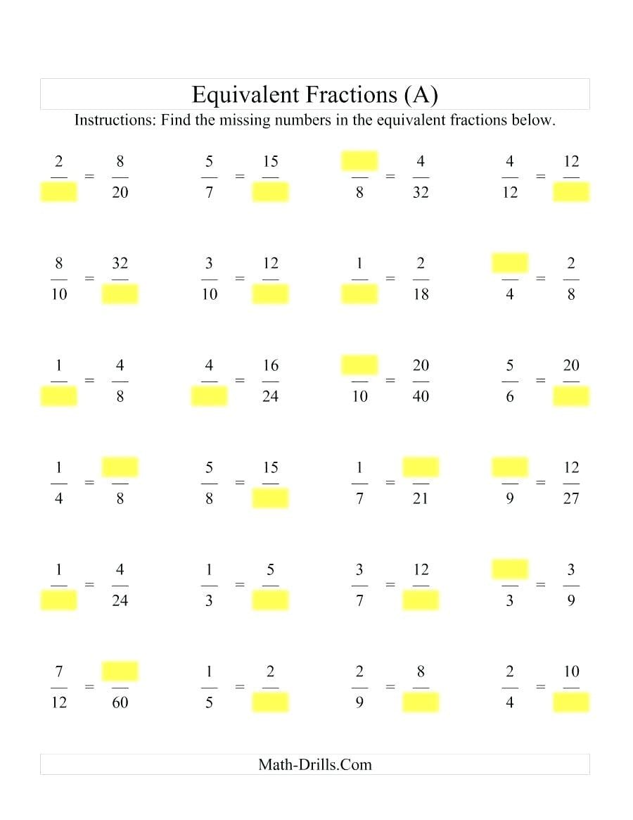 Equivalent Fractions With Number Lines Worksheet