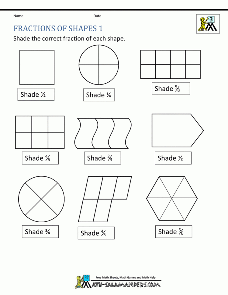 Fraction Shape Worksheets