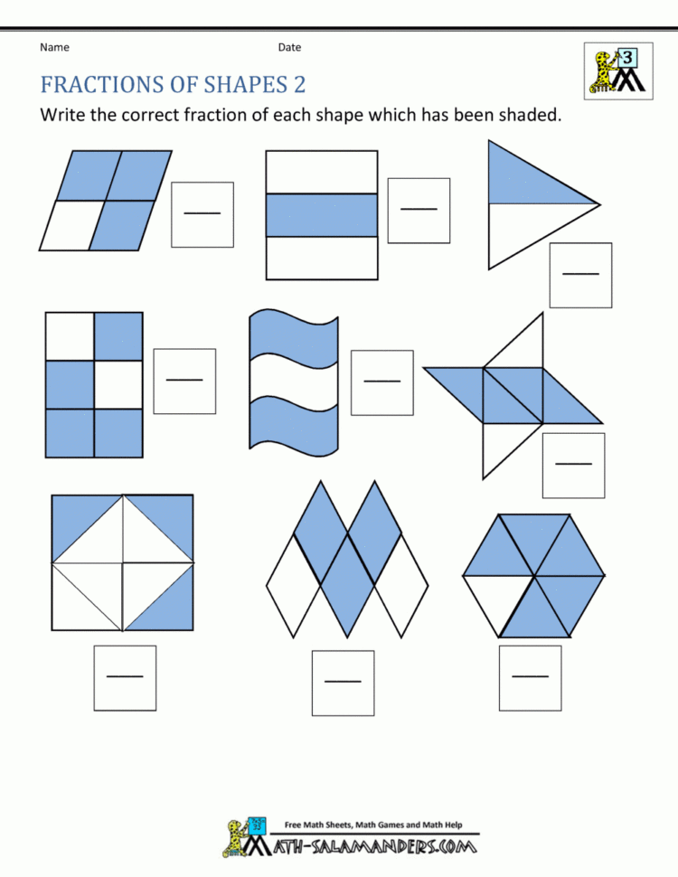 Fraction Shape Worksheets