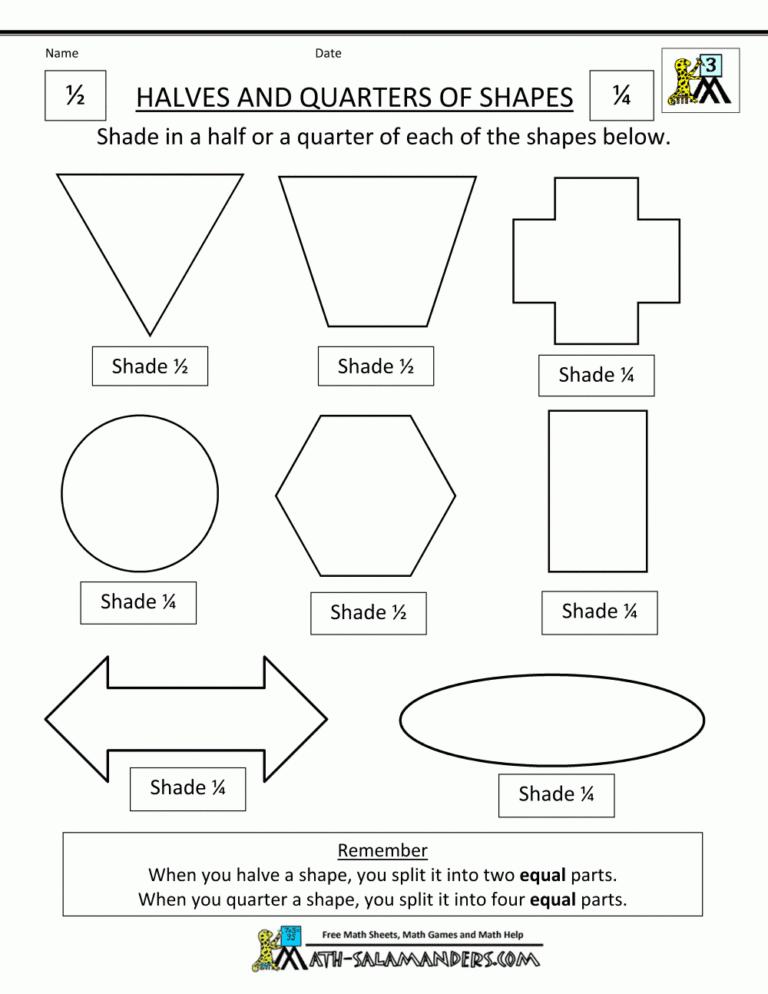 Dividing Shapes Into Equal Parts Worksheet — db-excel.com
