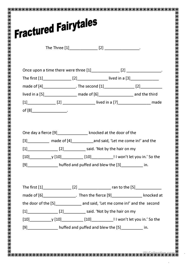 Fractured Fairytales Three Little Pigs  English Esl Worksheets