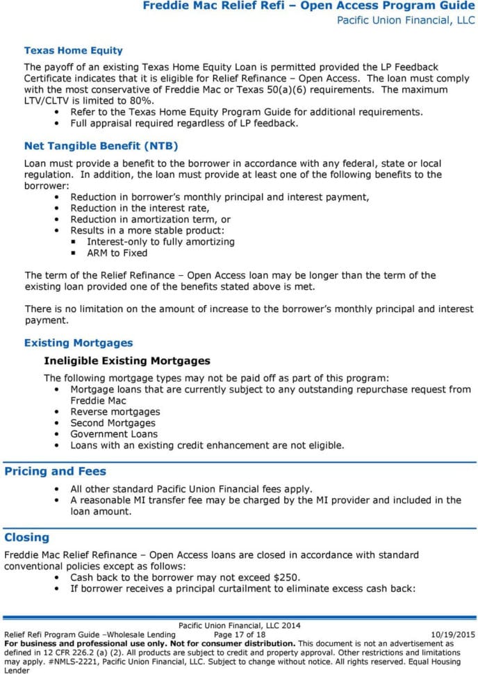 Freddie Mac Relief Refinance Open Access Program Guide Fixed