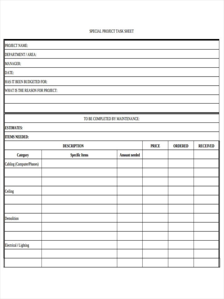 Free 6 Task Sheet Samples In Pdf Doc — db-excel.com