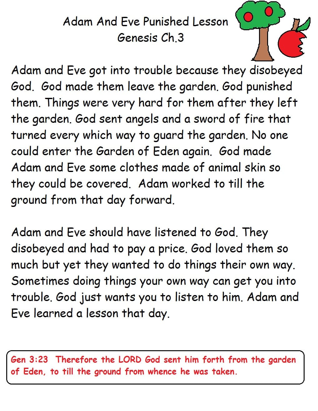 Free Adam And Eve Sunday School Lessons For Kids