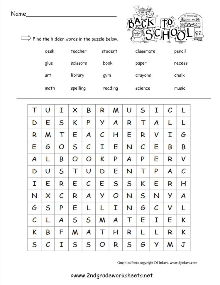 Free Back To School Worksheets And Printouts