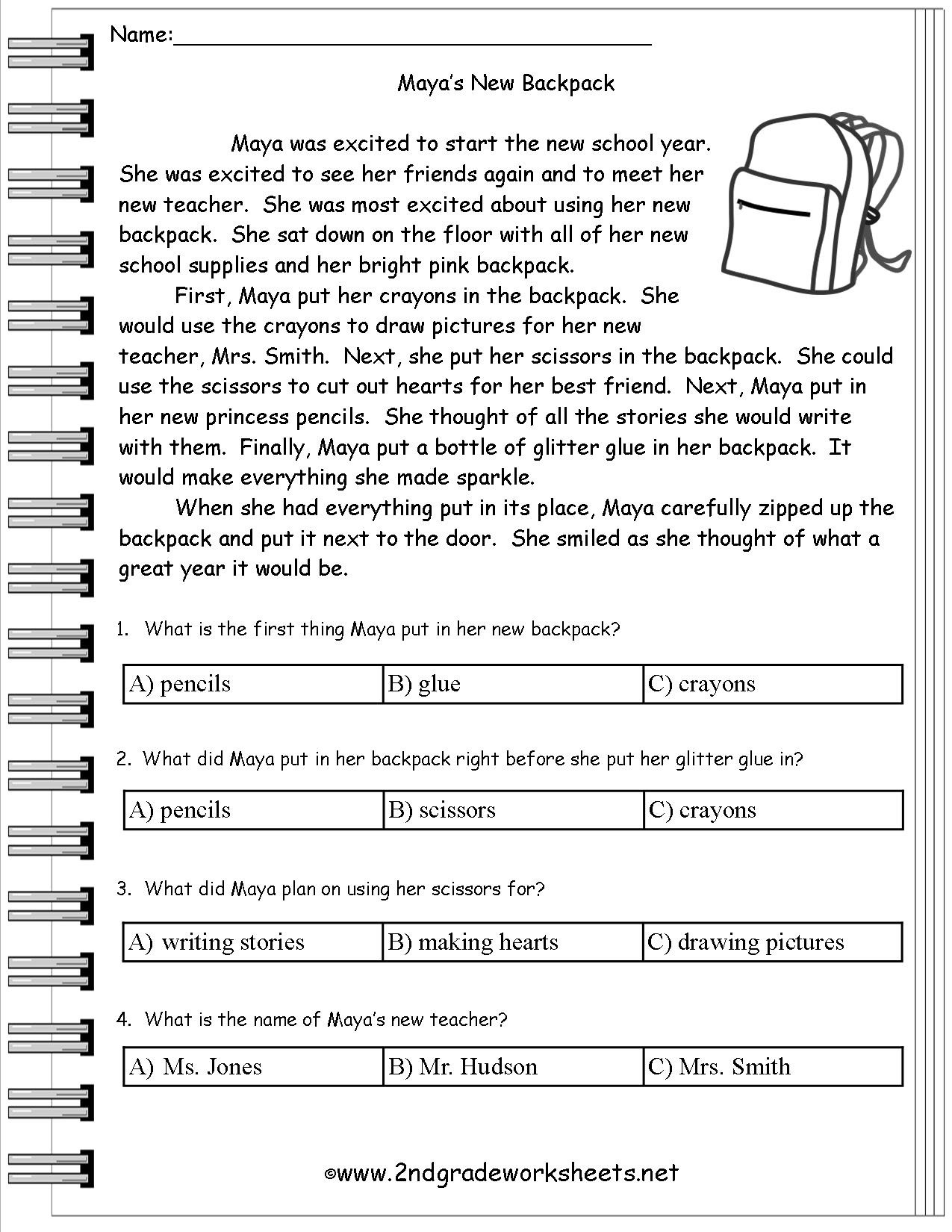 Free Back To School Worksheets And Printouts