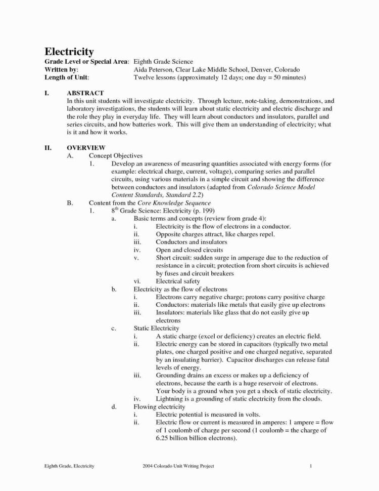 Free Bill Nye Static Electricity Worksheet  Collarbone