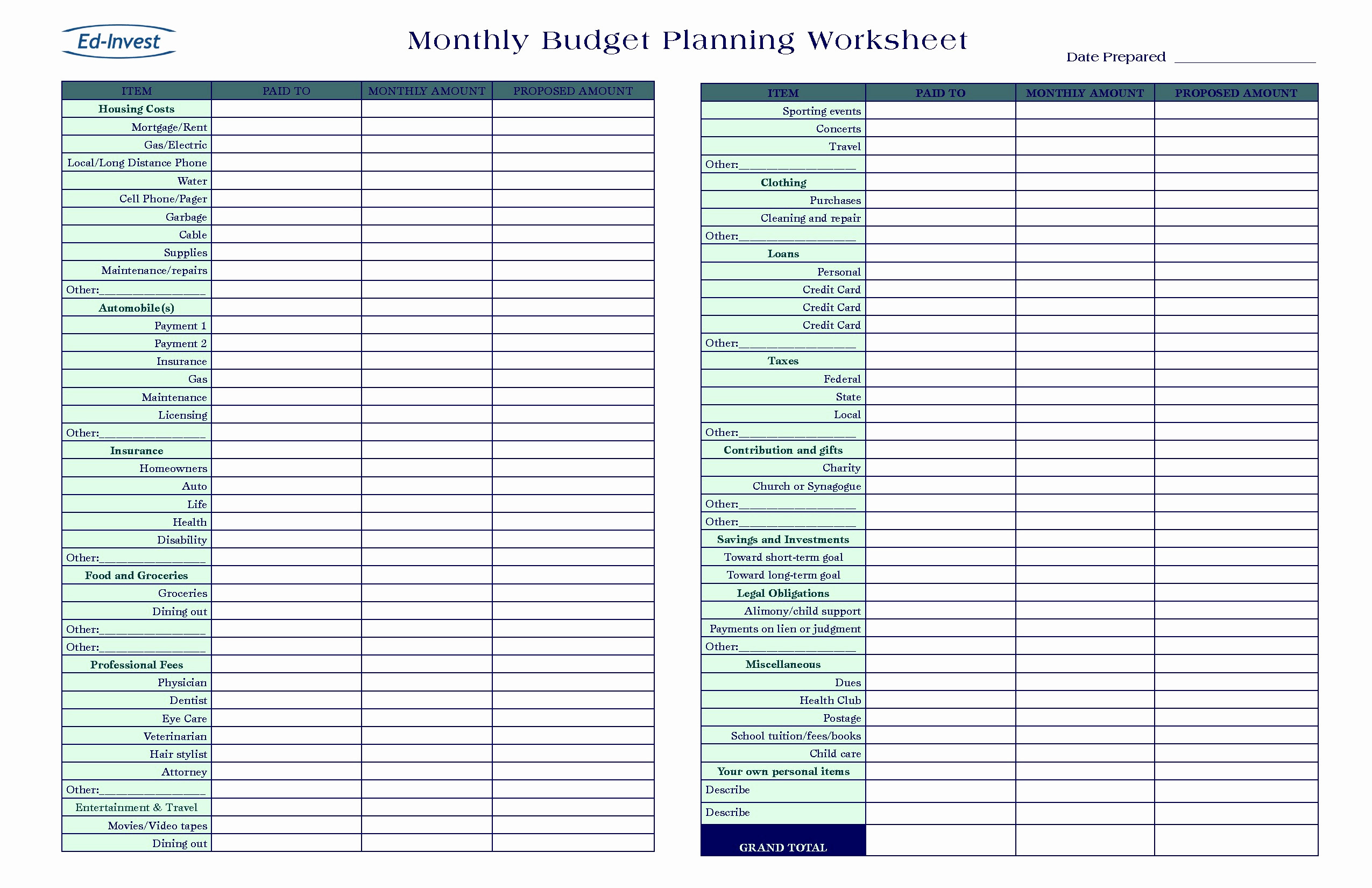 Free Budget Planner Spreadsheet Business Budgetg Worksheet