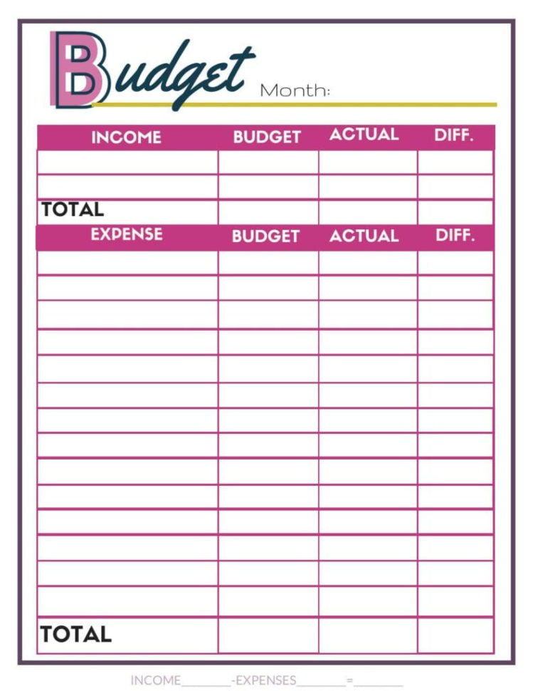Free Budget Worksheets  Single Moms Income