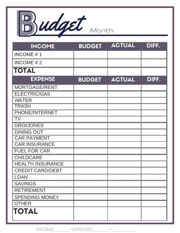 Free Budget Worksheets  Single Moms Income