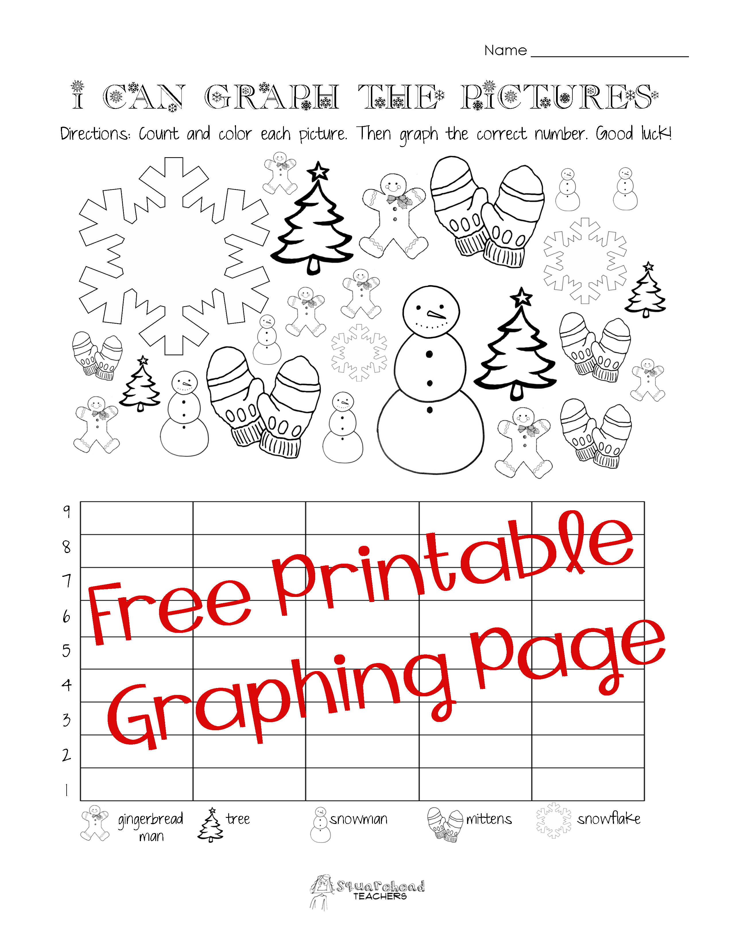 Free Christmaswinter Graphing Worksheet Kindergarten Ft Grade