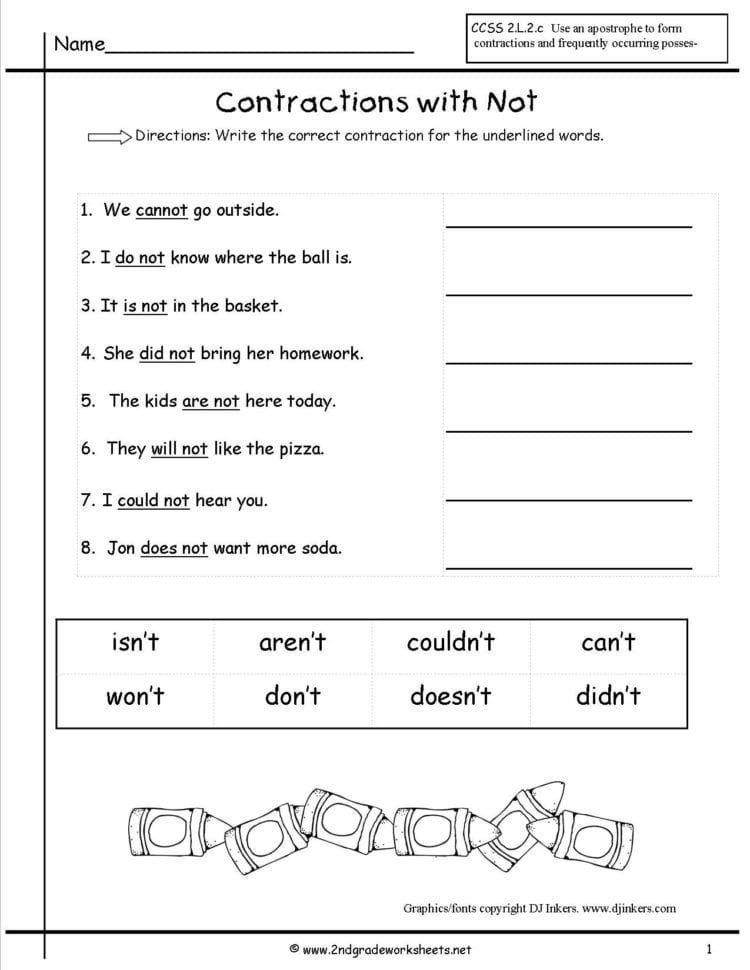 Free Contractions Worksheets And Printouts