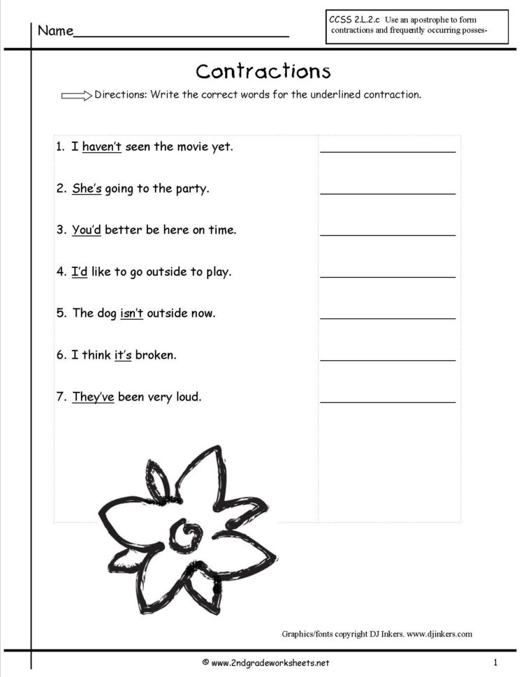 Free Contractions Worksheets And Printouts