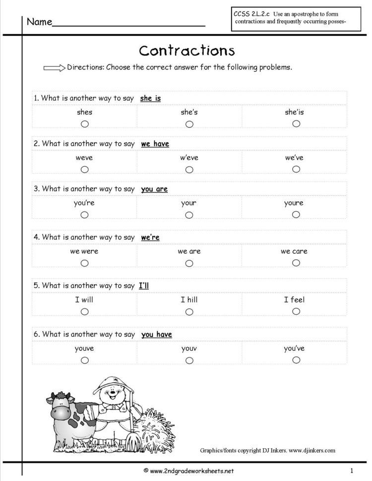 Free Contractions Worksheets And Printouts