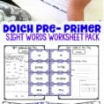 Free Dolch Preprimer Sight Words Worksheets  Fun With Mama