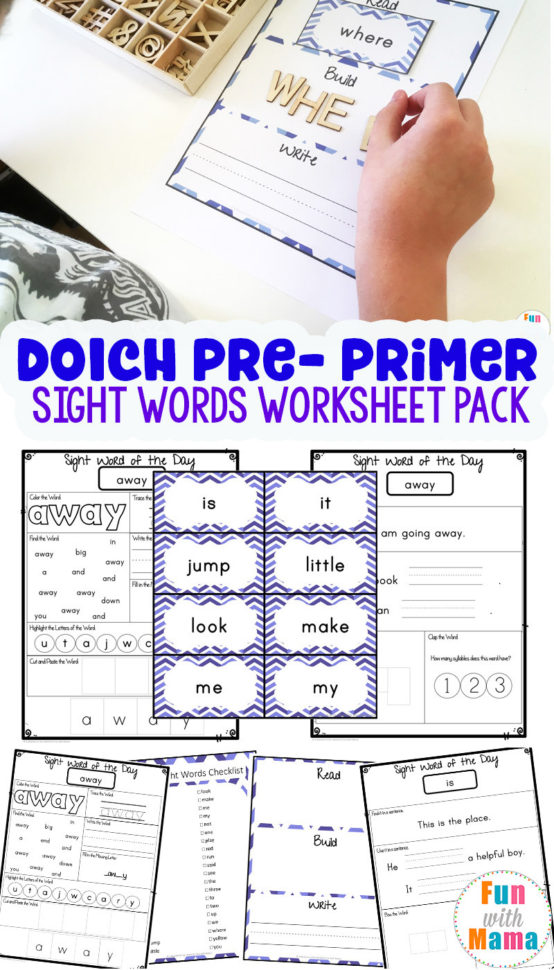 Free Dolch Preprimer Sight Words Worksheets  Fun With Mama