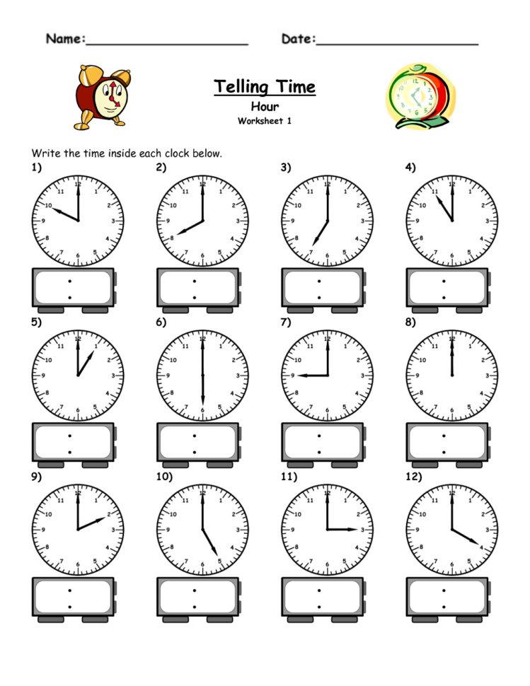 telling time worksheets printable db excelcom