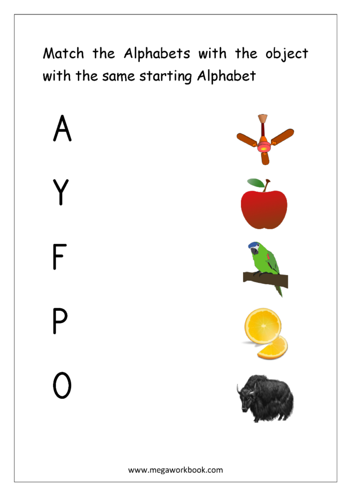 Free English Worksheets  Alphabet Matching  Megaworkbook