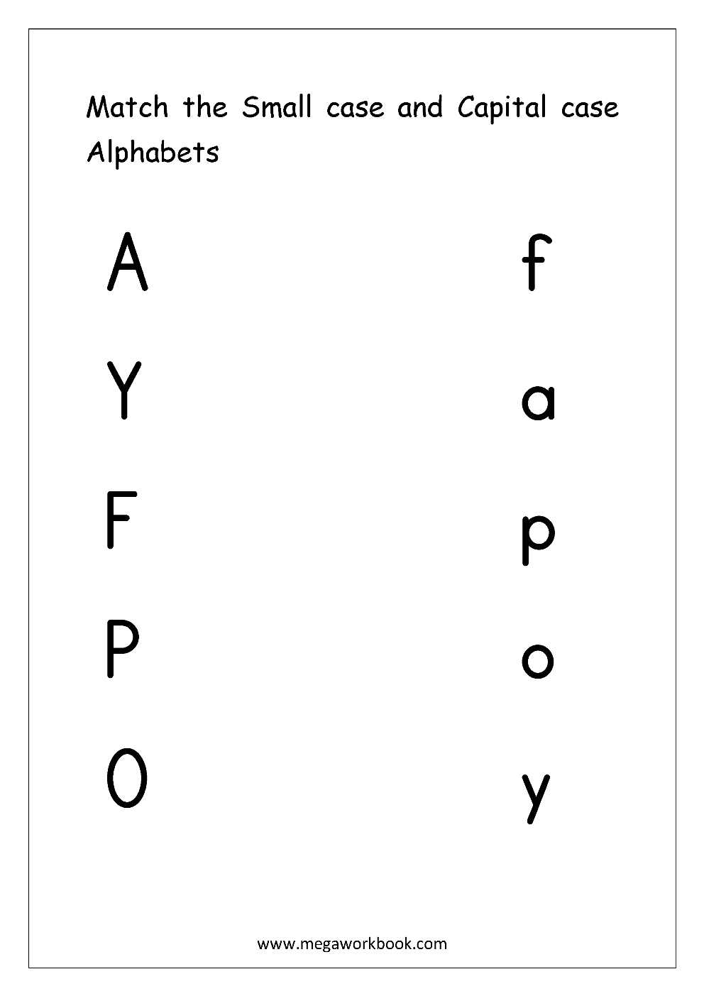 Free English Worksheets  Alphabet Matching  Megaworkbook