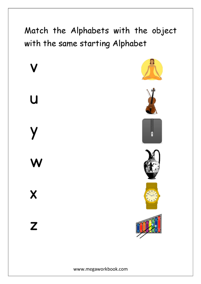 Free English Worksheets  Alphabet Matching  Megaworkbook