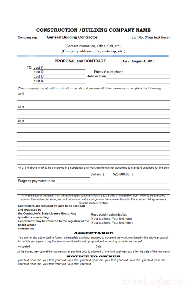 Free Excel Proposal