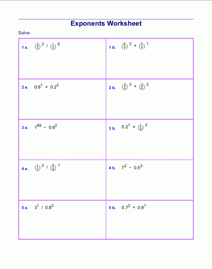 8th Grade Math System Exponent Worksheet