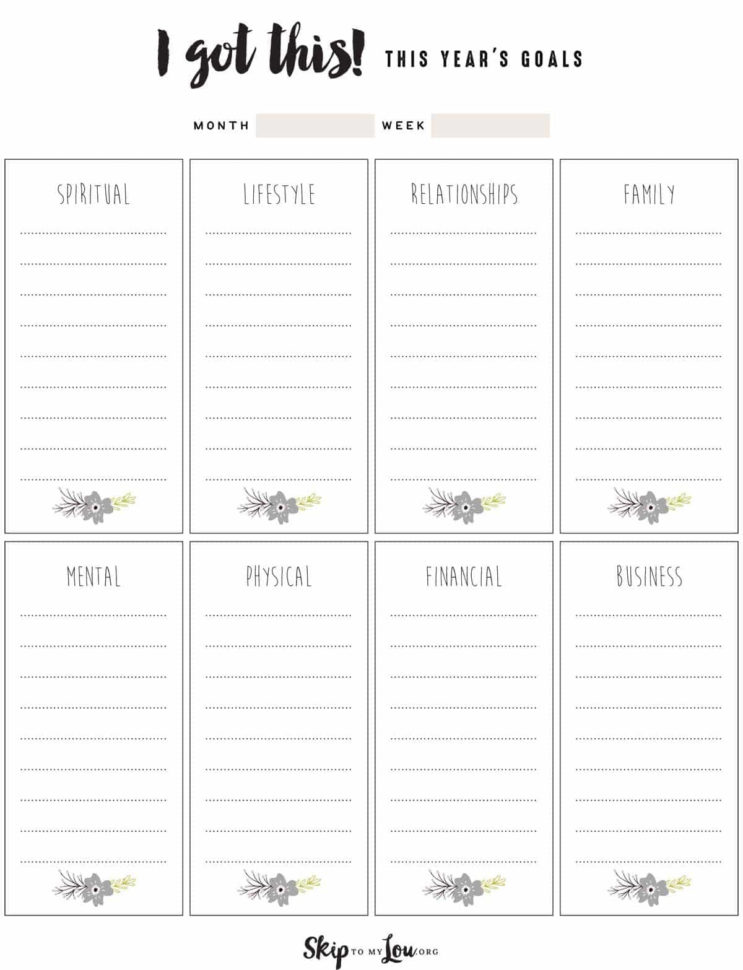 Free Goal Setting Worksheets  Skip To My Lou