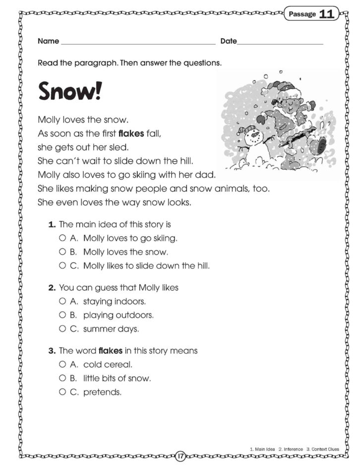 Comprehension Worksheets With Questions
