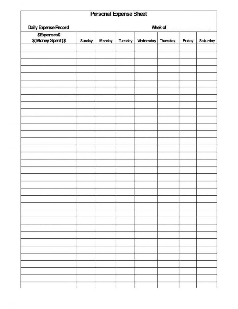 free income and expense worksheet